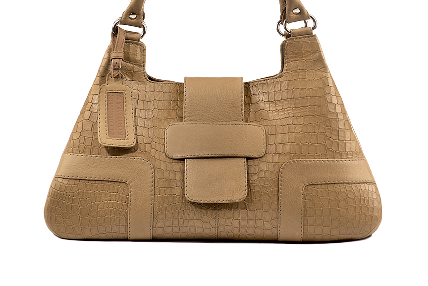 Dress large handbag in camel beige leather - Profile view